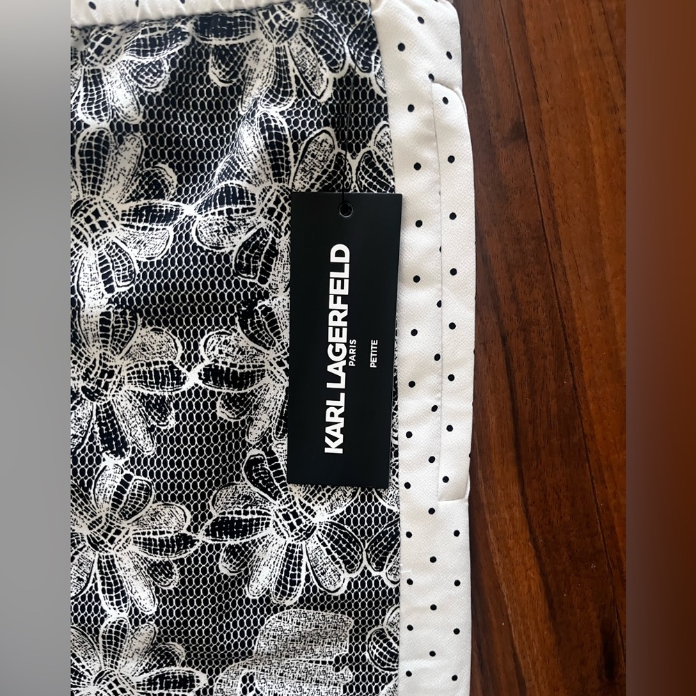 New Karl Lagerfeld Black & White Floral Mesh Wide-Leg Kids Pants size S - Picture 5 of 8